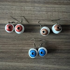 SET OF 3 Unique Eye Design Earrings Set